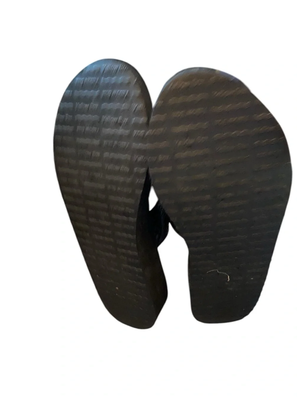 Y2K 90s Yellow Box flip flops black croco-embossed straps platform Thongs - Picture 11 of 12